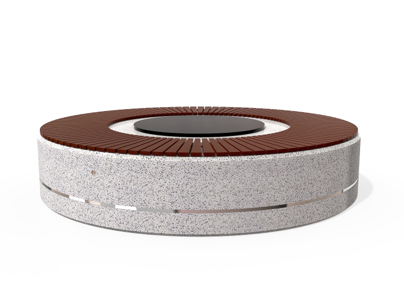 CONCRETE BENCH 324-E seat polished, sides exposed aggregate