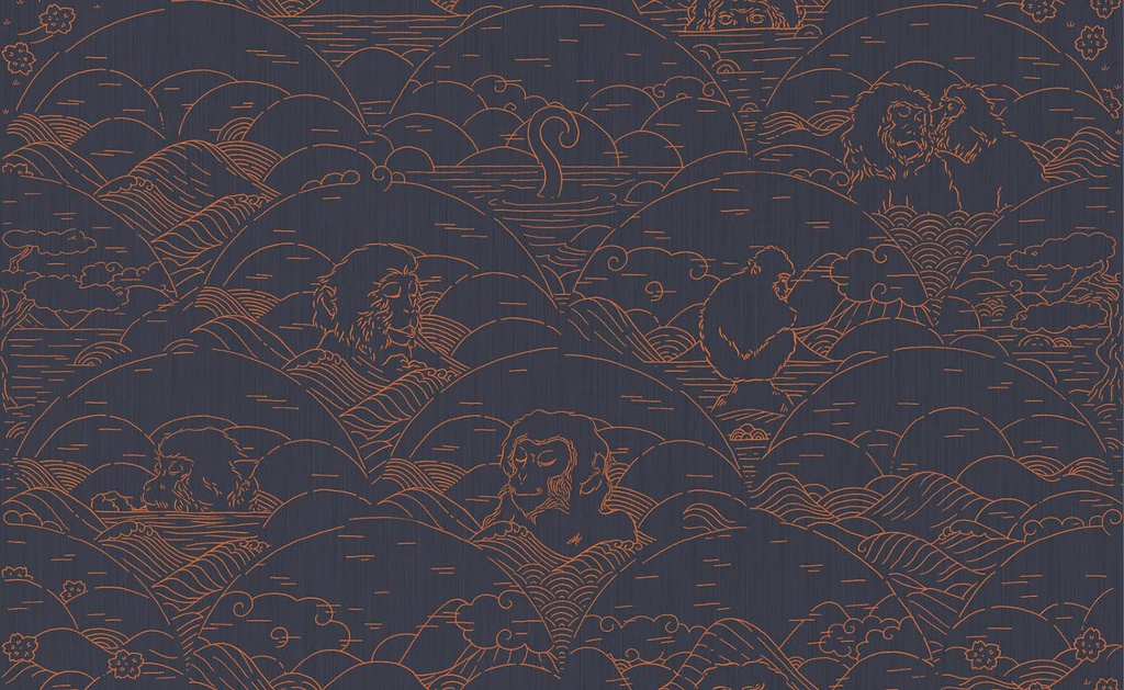 Indigo Macaque Moooi Wallcovering Tokyo Blue Collection